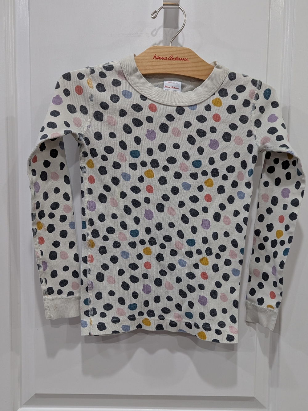 Hanna Andersson Kids Cotton Long Pajamas Spots Dots Girls Size 120 6 7 - Picture 2 of 8